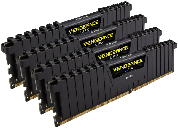 Corsair Vengeance LPX 64GB Kit (4 x 16GB), DDR4, 2666MHz (PC4-21300), CL16, XMP 2.0, DIMM Memory