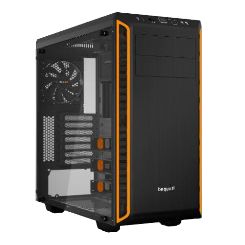 Be Quiet! Pure Base 600 Gaming Case with Window, ATX, No PSU, 2 x Pure Wings 2 Fans, Orange Trim