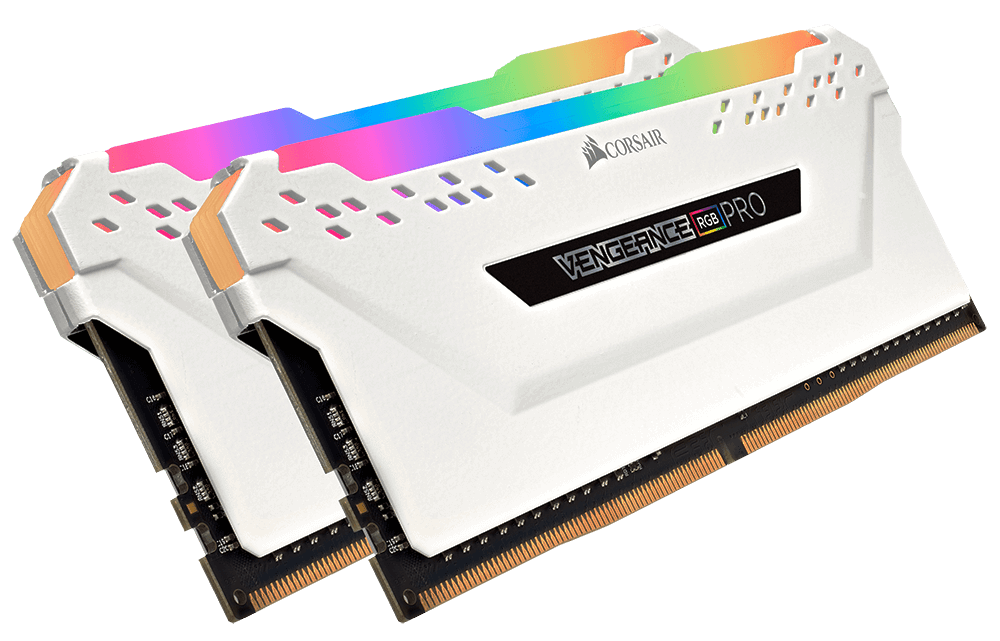 Corsair Vengeance RGB Pro 16GB Memory Kit (2 x 8GB), DDR4, 3200MHz (PC4-25600), CL16, XMP 2.0, White